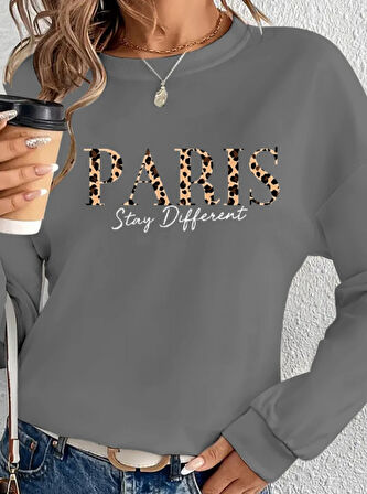 JANES Kadın Uzun Kollu Bisiklet Yaka Desenli Viskon Iki Iplik Bluz