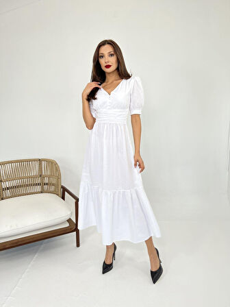 JANES 6411 ELBİSE-BEYAZ