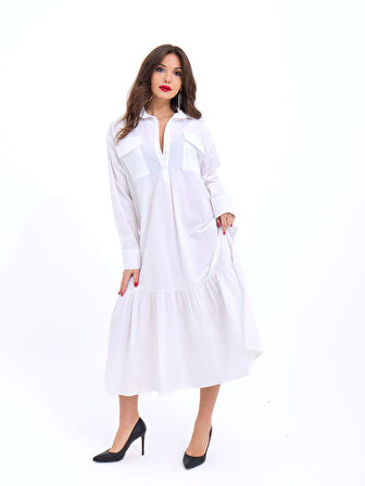 JANES 5855 ELBİSE-BEYAZ