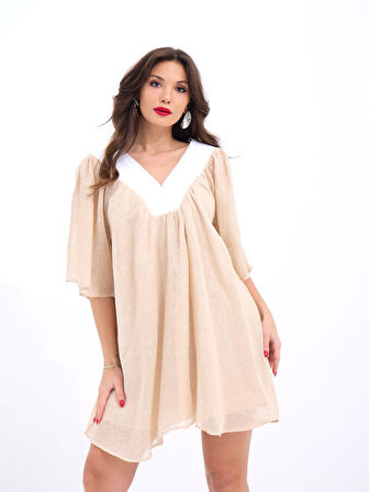 JANES 7009 ELBİSE-BEJ