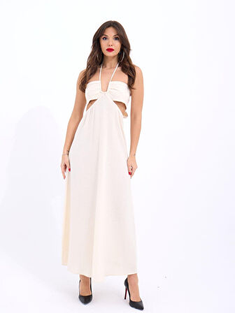 JANES 7024 ELBİSE-BEJ