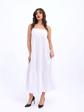 JANES 7022 ELBİSE-BEYAZ