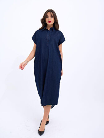 JANES 7348 KOT ELBİSE-MAVİ