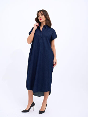 JANES 7348 KOT ELBİSE-MAVİ