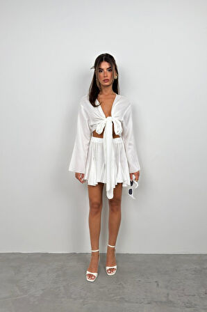 JANES Kayık Yaka Uzun Kol Crop