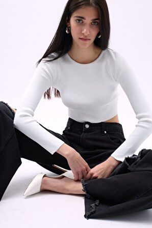 JANES Bisiklet Yaka Dokulu Crop