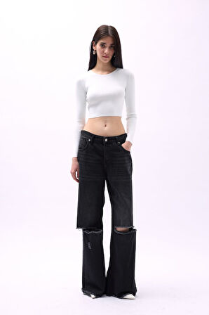 JANES Bisiklet Yaka Dokulu Crop