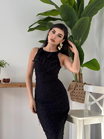 JANES Lers Çiçek Detaylı Elbise