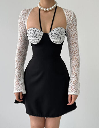 JANES KOLVE GÖĞÜS LEZ DANTE LBEDEN ATLAS KUMAŞ GLOPLU ELBİSE