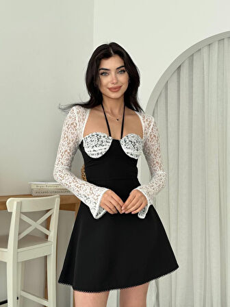 JANES KOLVE GÖĞÜS LEZ DANTE LBEDEN ATLAS KUMAŞ GLOPLU ELBİSE