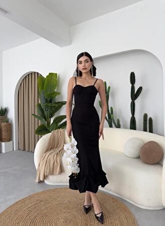 JANES Dominic Eteği Büzgülü Midi Boy Elbise