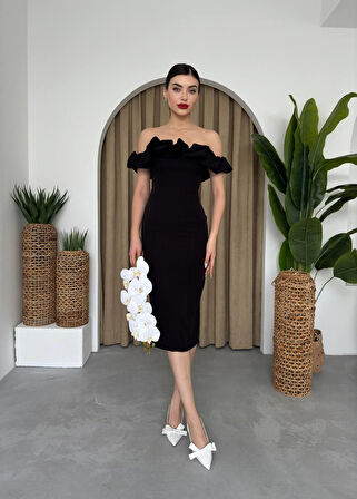 JANES Popi Madonna Yaka Kalem Elbise