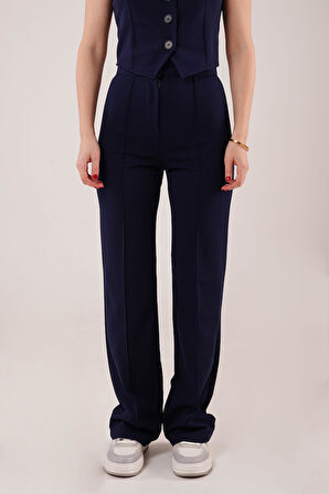 JANES Ön Dikiş Detaylı Tek Düğme Lacivert Pantolon