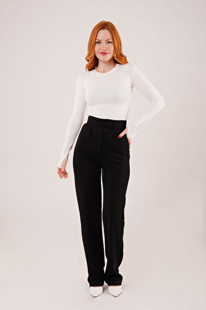 JANES Cırt Kapama Detaylı Siyah Pantolon
