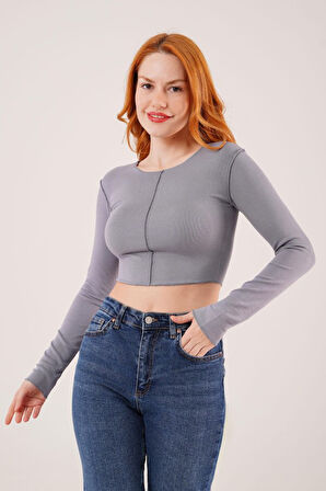 JANES Ters Dikişli Basic Antrasit Body Bluz