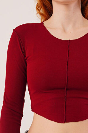JANES Ters Dikişli Basic Bordo Body Bluz