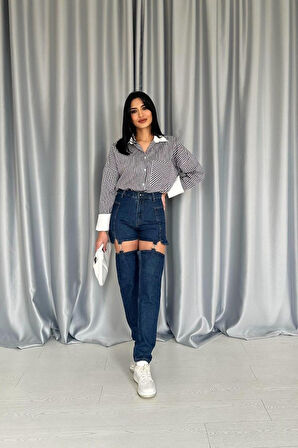 JANES Mavi Askılı İki Parça Jeans Pantolon