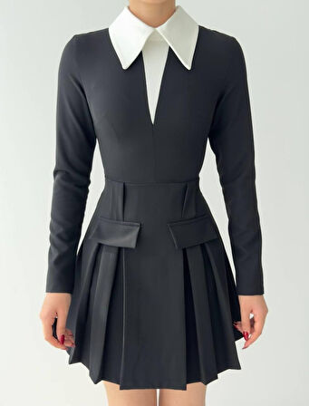 JANES Sisam Cep Detay Mini Elbise