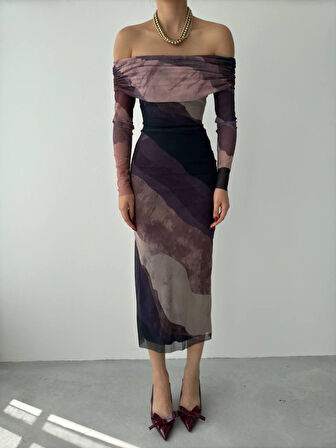 JANES Sevilla Madonna Yaka Tül Elbise