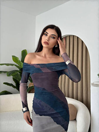 JANES Sevilla Madonna Yaka Tül Elbise