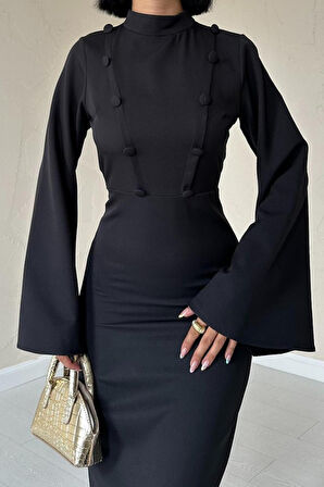 JANES Siyah Tek Kollu Elbise