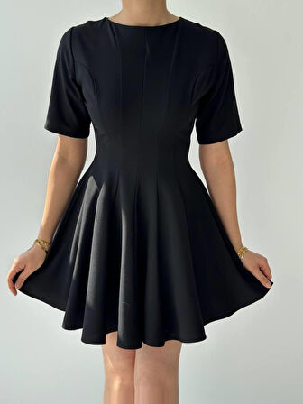 JANES Crem Pliseli Elbise