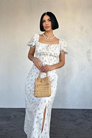 JANES Lila Çiçekli Yazlık Elbise