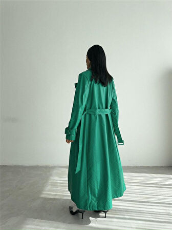 JANES KAPİTONE DERİ TRENCH - Yeşil