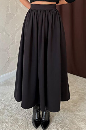 JANES Siyah Beli Büzgülü Etek