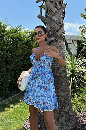 JANES Cheryl Gold Pul Detaylı Elbise 2475-08