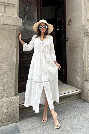 JANES Kimberly Fistolu Uzun Elbise 2442-08