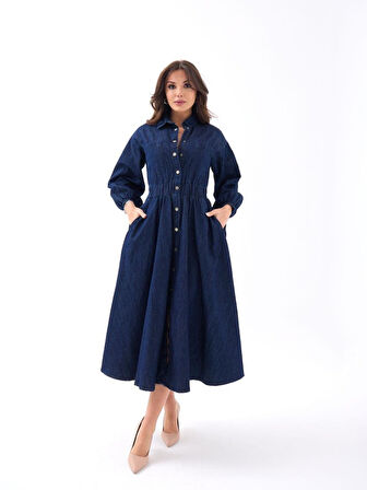 JANES 6707 KOT ELBİSE-MAVİ