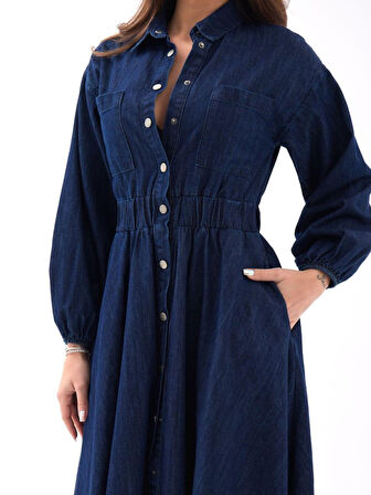 JANES 6707 KOT ELBİSE-MAVİ