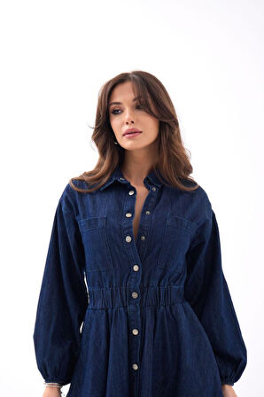 JANES 6707 KOT ELBİSE-MAVİ