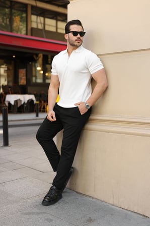 JANES Erkek Fermuarlı Yakalı Kısa Kollu Tshirt
