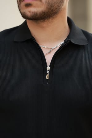 JANES Erkek Fermuarlı Yakalı Kısa Kollu Tshirt