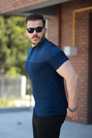 JANES Erkek Hakim Yakalı Kısa Kollu Pamuklu T-shirt
