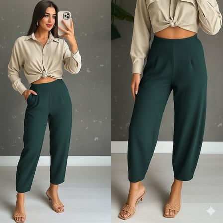 JANES Kadın Yüksek Bel Krep Pantolon