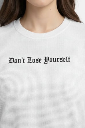 JANES Wafıl Kumaş Tişört Regular Kalıp Bisiklet Yaka Baskılı Günlük Basic T-Shirt - Beyaz