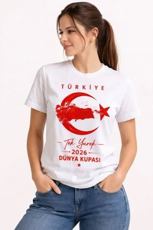 JANES TÜRKİYE Ay Yıldız 2026 Dünya Kupasi Taraftar Forma T-Shirt - Beyaz