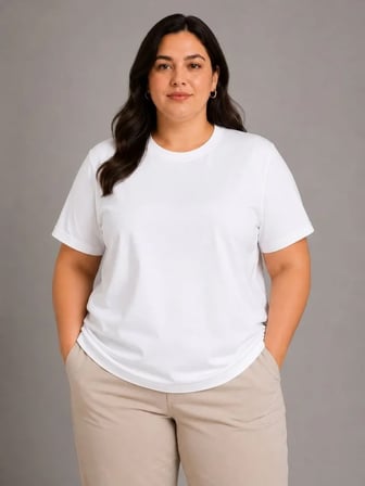 JANES Battal Big Size Basic Tişört Bisiklet Yaka Rahat Kalıp T-Shirt - Beyaz