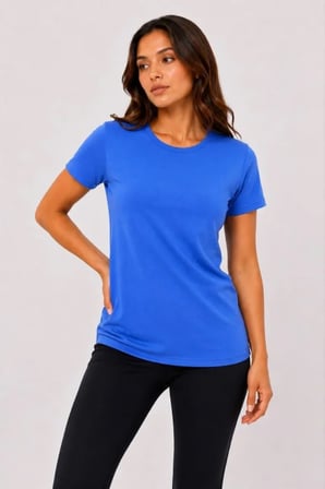JANES Basic Tişört Bisiklet Yaka Kısa Kol Günlük Yazlık Slim Fit T-Shirt - Mavi