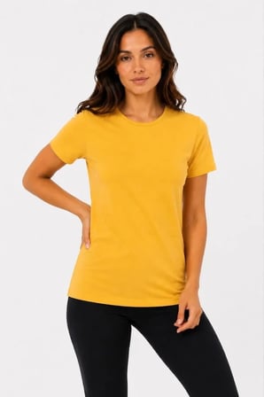 JANES Basic Tişört Bisiklet Yaka Kısa Kol Günlük Yazlık Slim Fit T-Shirt - Sarı