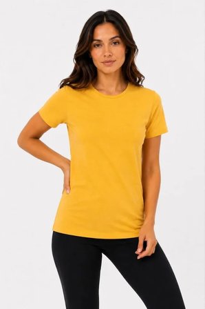 JANES Basic Tişört Bisiklet Yaka Kısa Kol Günlük Yazlık Slim Fit T-Shirt - Sarı