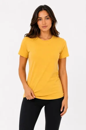 JANES Basic Tişört Bisiklet Yaka Kısa Kol Günlük Yazlık Slim Fit T-Shirt - Sarı