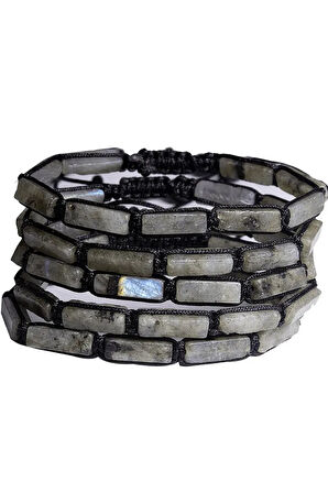 Sertifikalı Dikdörtgen Kesim Labradorit Taşı Doğal Taş Bileklik