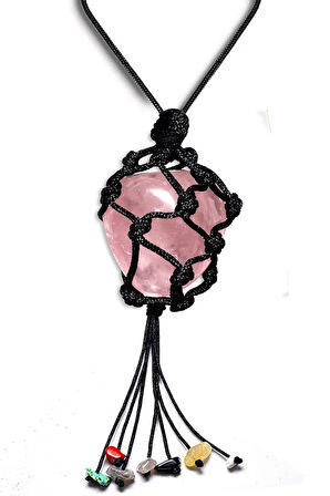 Sertifikalı Ayarlanabilir Doğal Pembe Gül Kuvars Taşı 7 Çakra Kolye