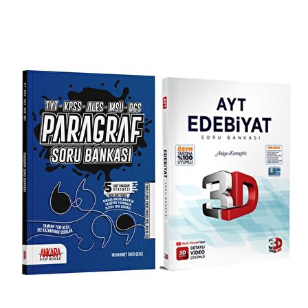 3D AYT Edebiyat ve AKM Paragraf Soru Bankası Seti 2 Kitap