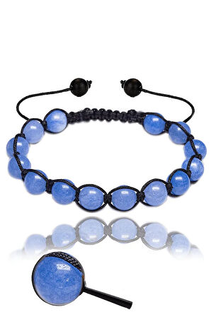 Sertifikalı Makrome Angelit Taşı Bileklik (8 Mm) Melek Taşı