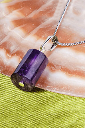 Sertifikalı Yüksek Kalite Fasetli Doğal Ametist Taşı Kolye Doğal Mor Ametist Renk 50 cm Kahverengi Renk 50 cm Beden